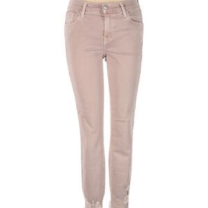 J BRAND Women's cropped capri midrise pink jeans w/rips on bottom SZ 31